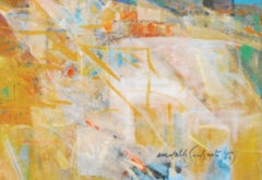 Rock Series II, Abstract, Oil Painting, Blue, Brown by Indian Artist "In Stock"