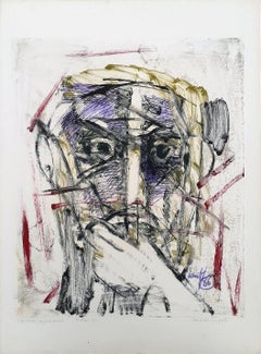 The Face Nigeria Period Frottage on Paper Edition 1/1 by Indian Artist"In Stock"