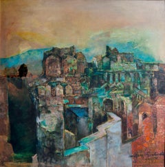 Unknown Fort, Mythscape, Series of Structures, Oil painting by Amitabh "In Stock"