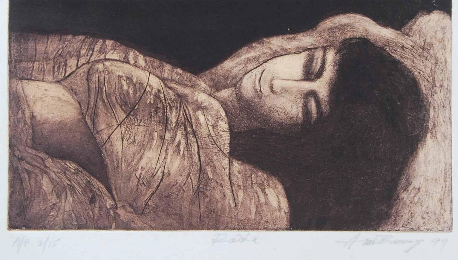Amitabha Banerjee - Radha - 19 x 22 inches ( unframed size)
Etching on paper
Inclusive of shipment in roll form.

About the Artist and his work :
Born : In 1929 born in Barisal, Bangladesh.
Education :
1948 - Amitabha Banerjee studied at the