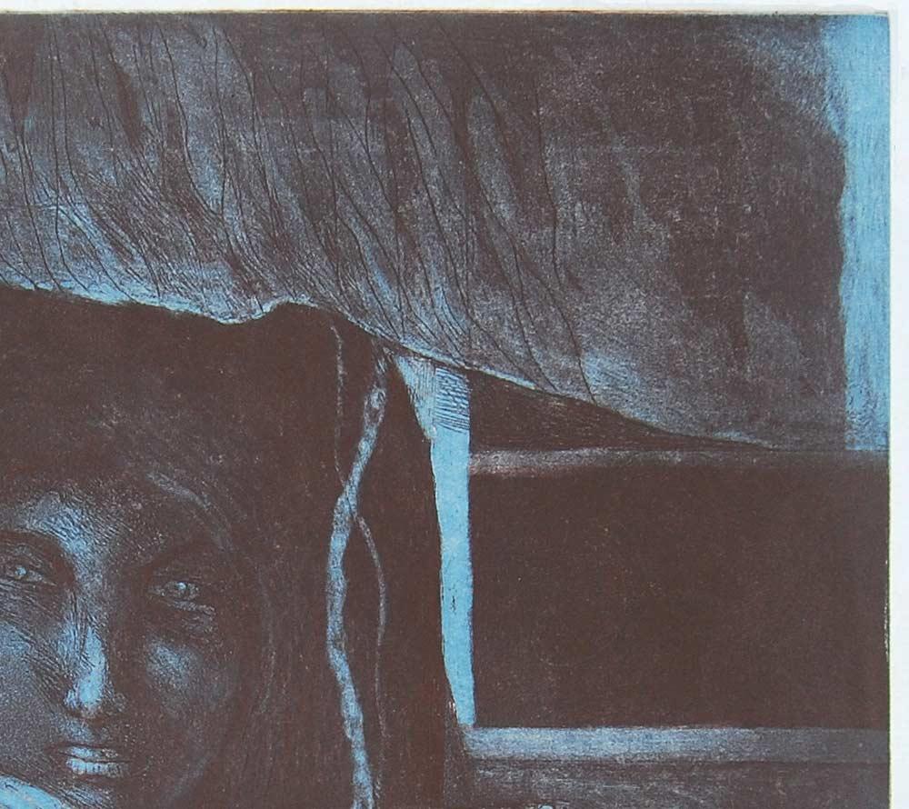 Night Call : Superbe œuvre d' Amitaha Banerjee à l'eau-forte sur papier - Moderne Print par Amitabha Banerjee