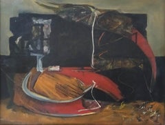 Untitled, Oil on Canvas, Red, Black by Contemporary Indian Artist "In Stock"