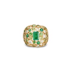 Amitié Emerald Ring in 18k Gold & Multicolored Gemstones by MARIANNE CANARELLI