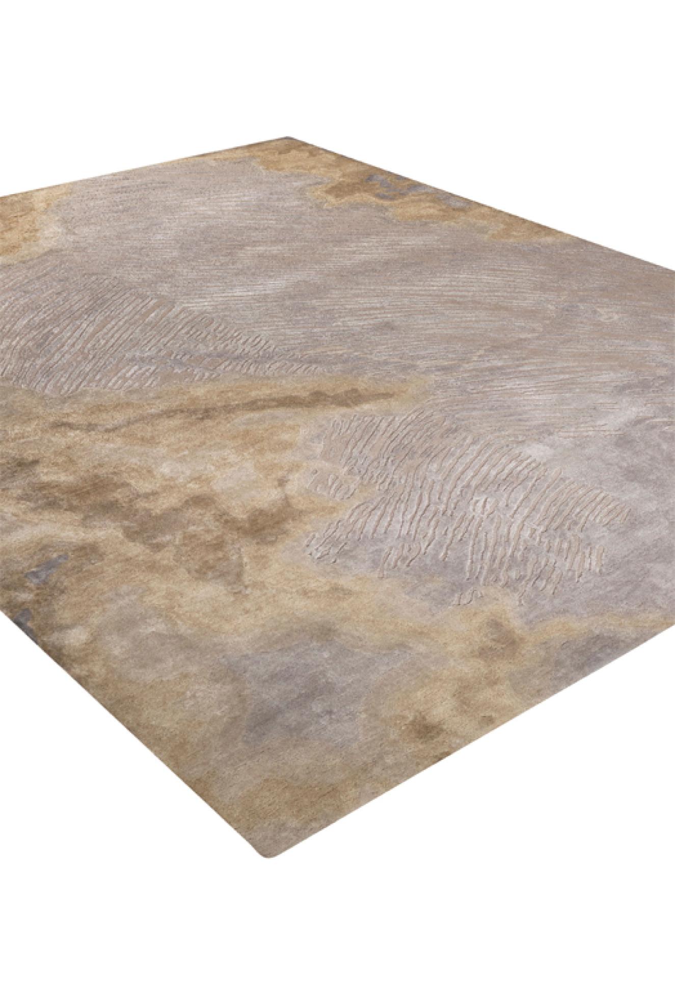 Contemporary Amity Hand Tufted Modern Silk Rug in Grey Rust & Taupe Gold Colours by Hands For Sale