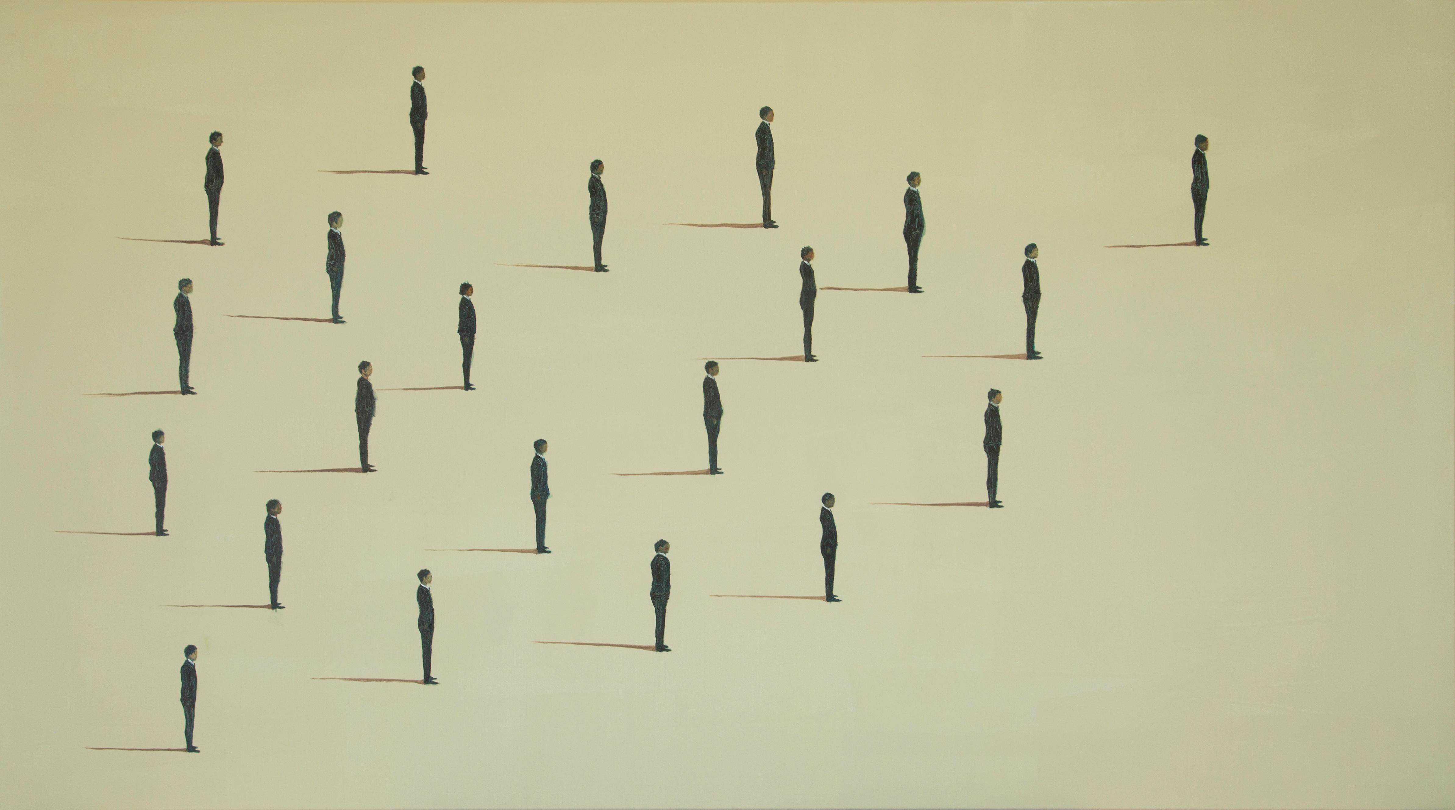 Contemporary Minimalistic Figurative Acrylic Painting on Canvas Light Colour