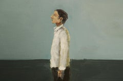 Contemporary Figurative Oil Painting 'Contraposicion'. Dark Green. Horizon.