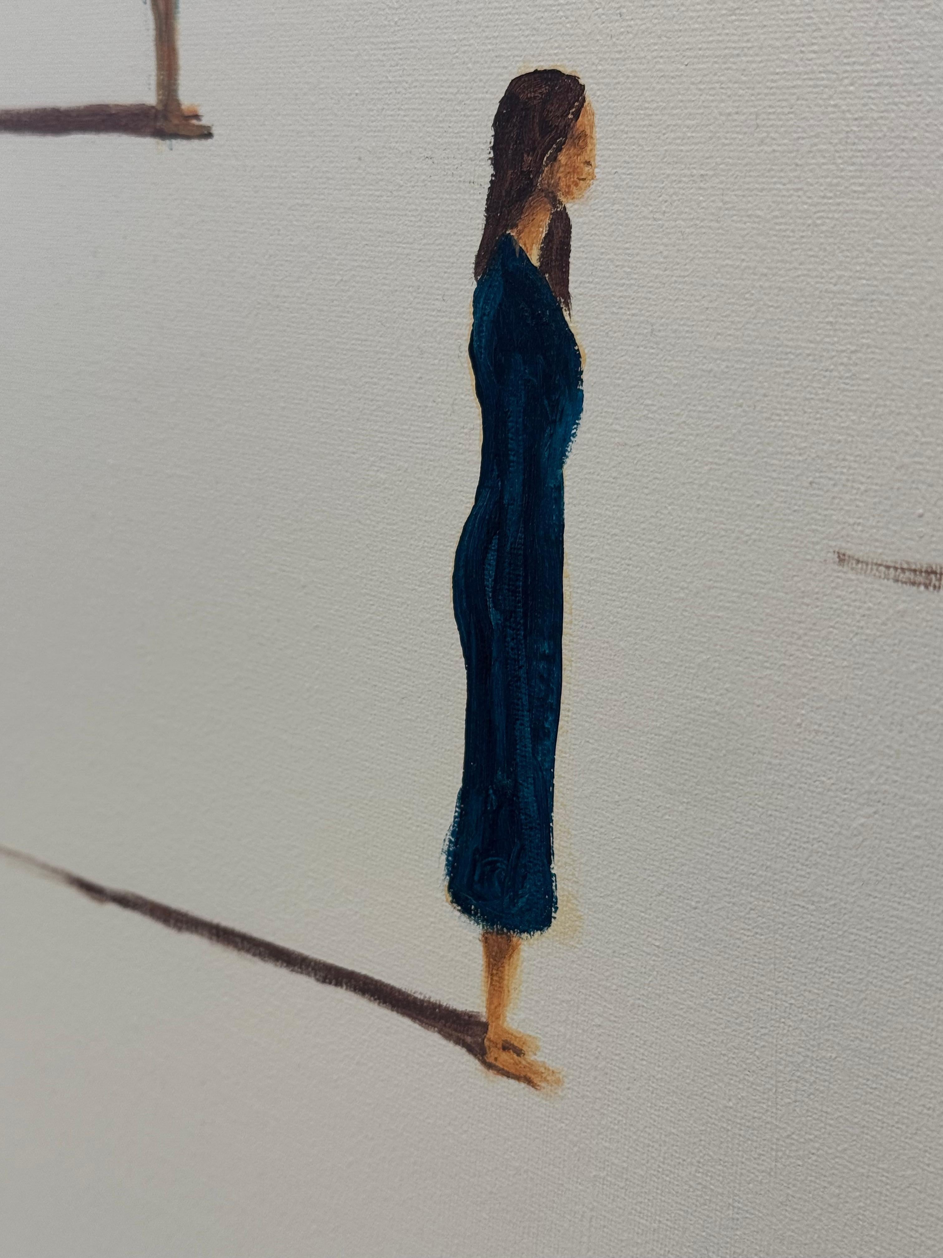 Contemporary Figurative Acrylic Painting on Canvas - Beige - Figurines For Sale 5