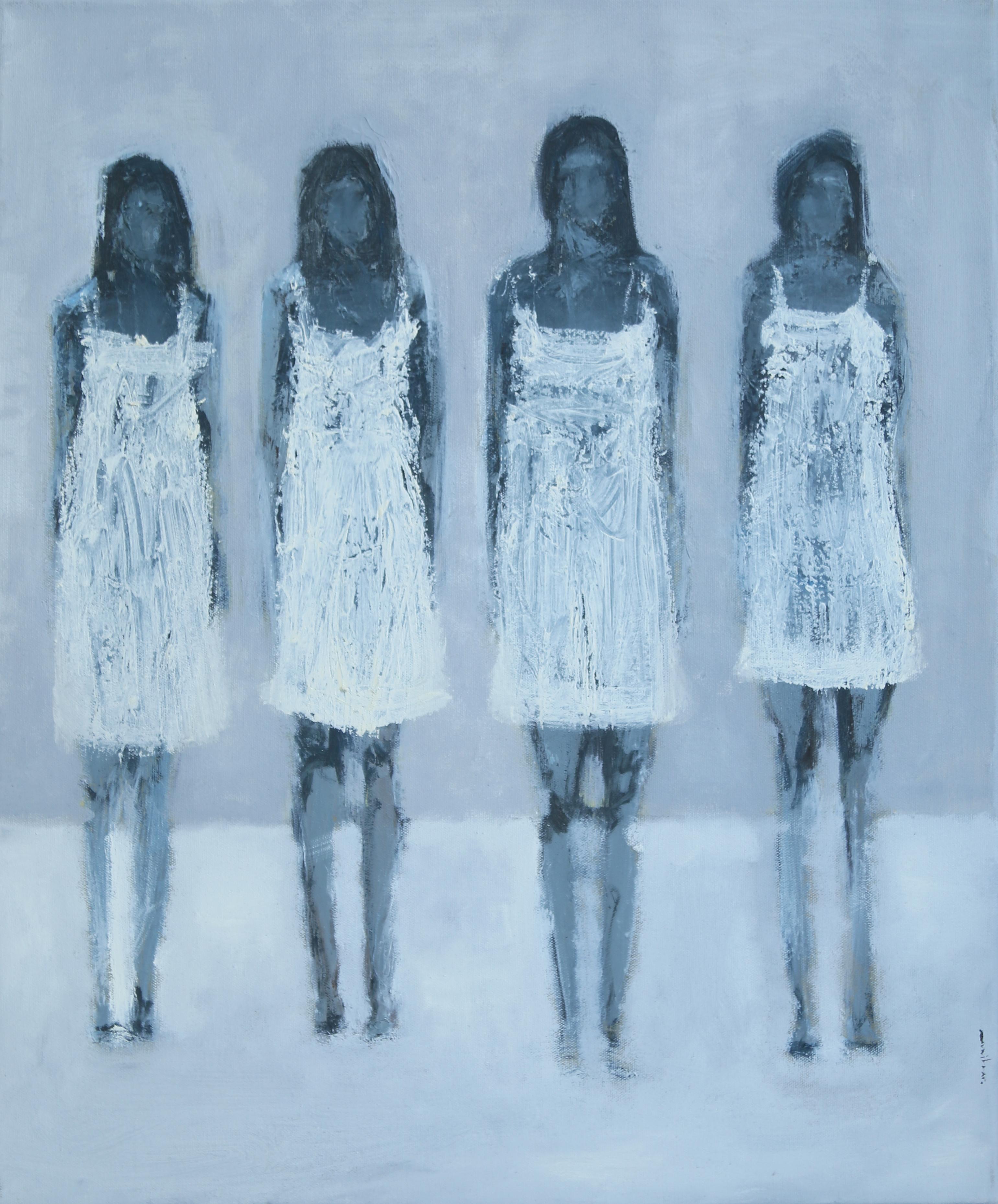 Amlcar River M Portrait Painting - Contemporary Figurative Oil Painting - Quatros Mujeres