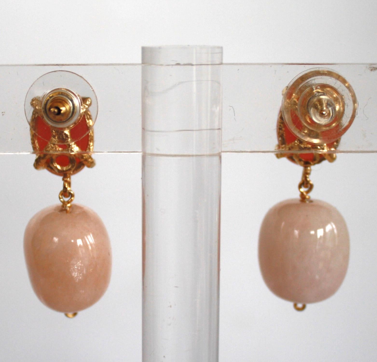 Modern Amle Rose Quartz Pierced Earrings