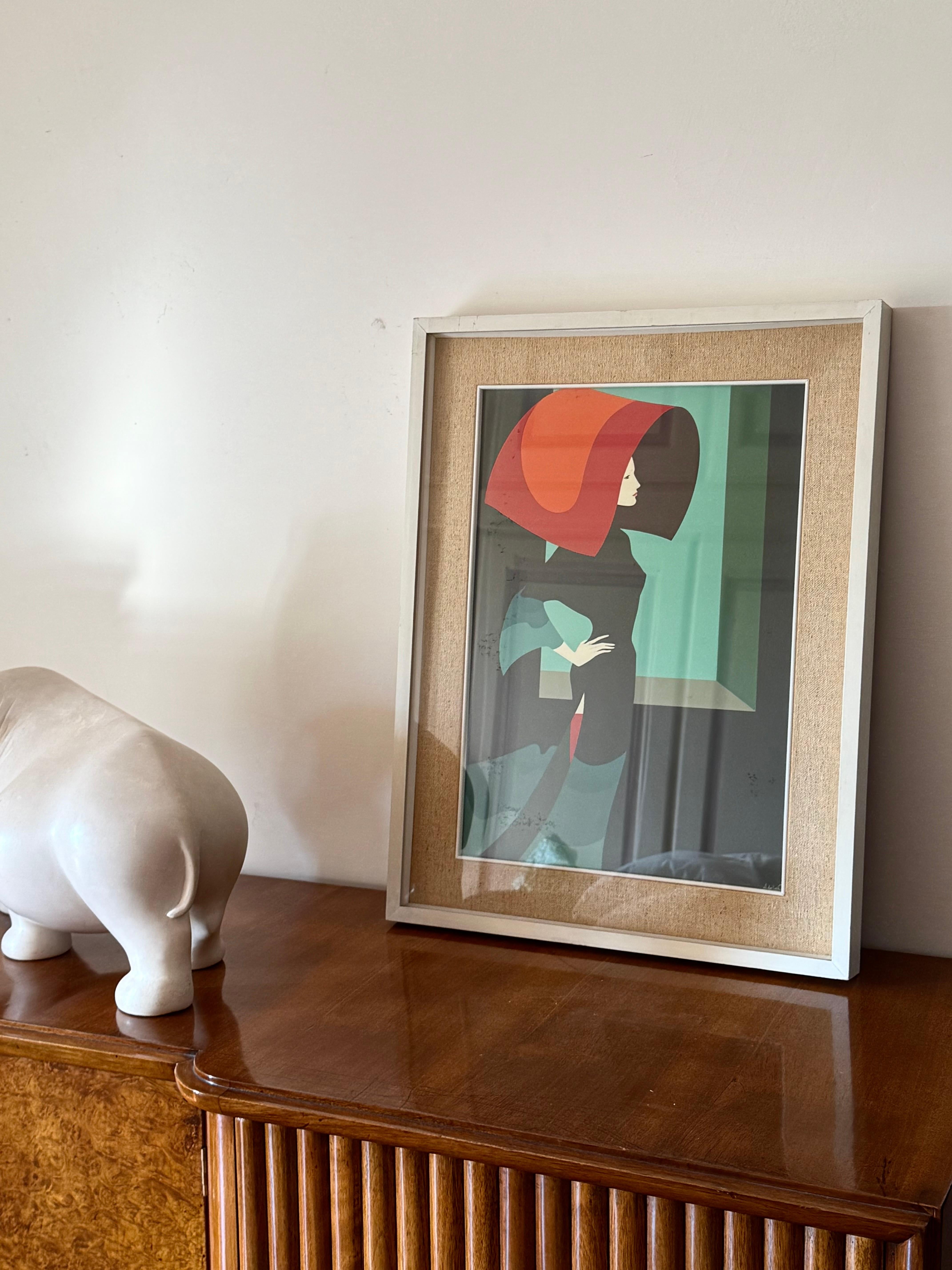 Amleto Dalla Costa, original serigraph framed, Milan Italy 1980s in vendita 5