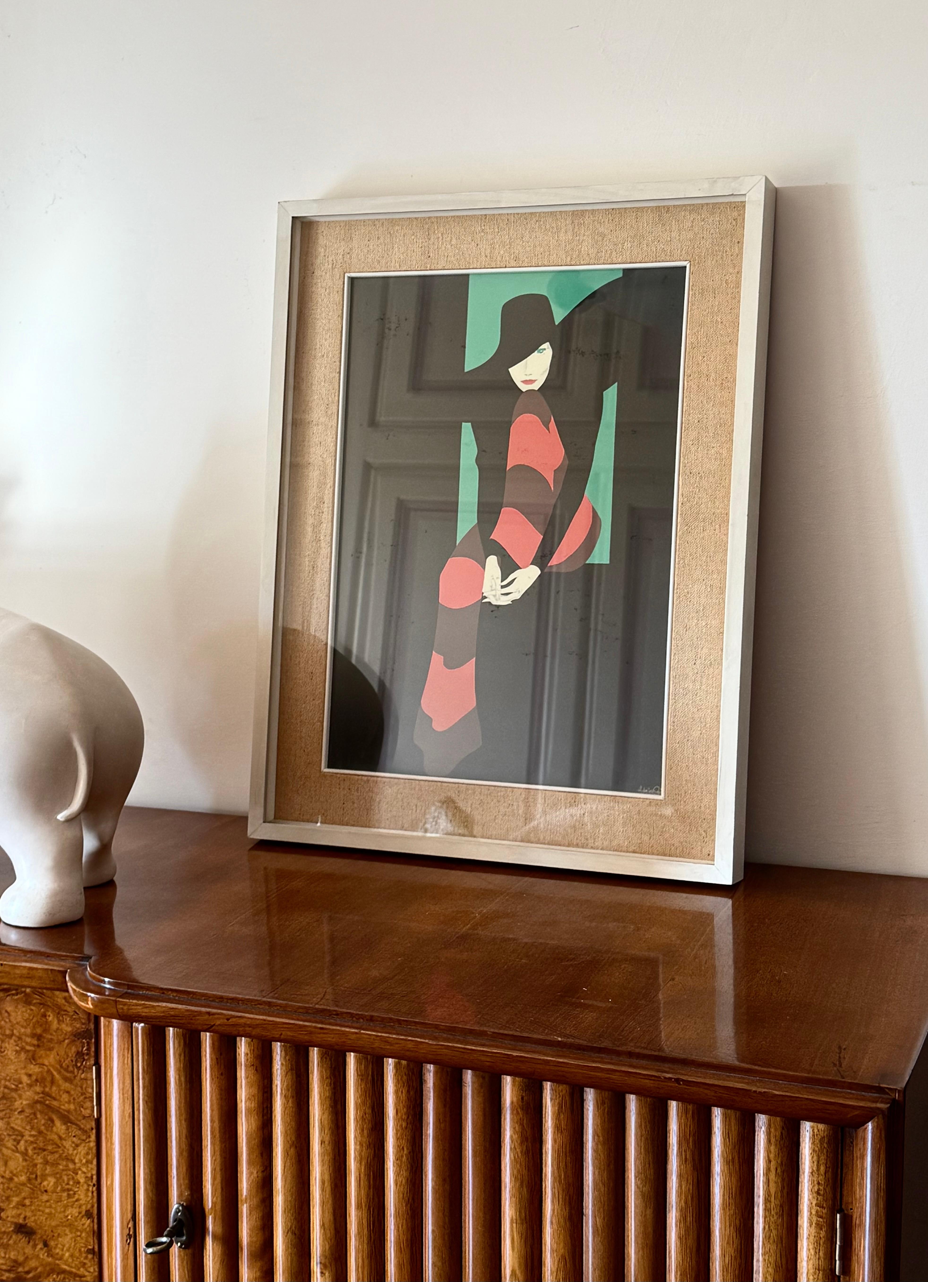 Hamlet Dalla Costa, original serigraph framed, Milan Italy 1980s For Sale 5