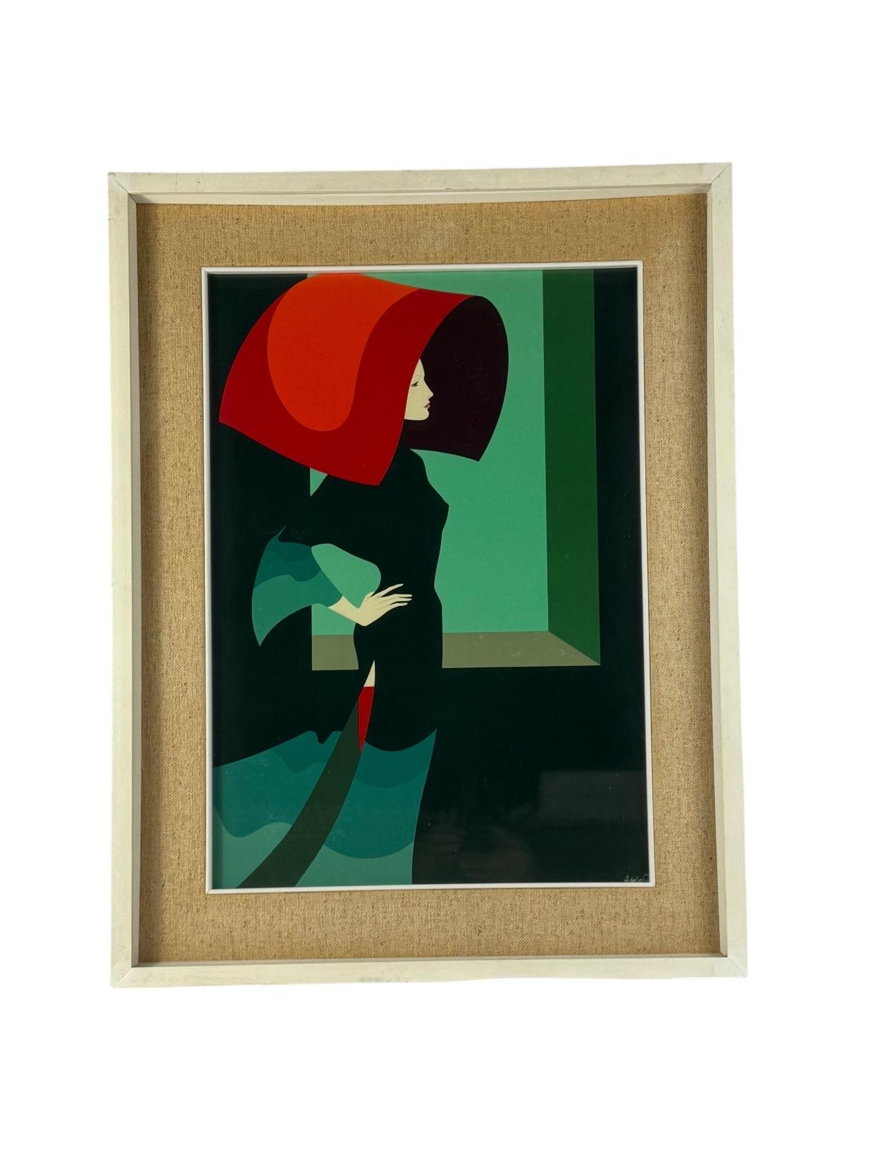 Postmoderno Amleto Dalla Costa, original serigraph framed, Milan Italy 1980s in vendita