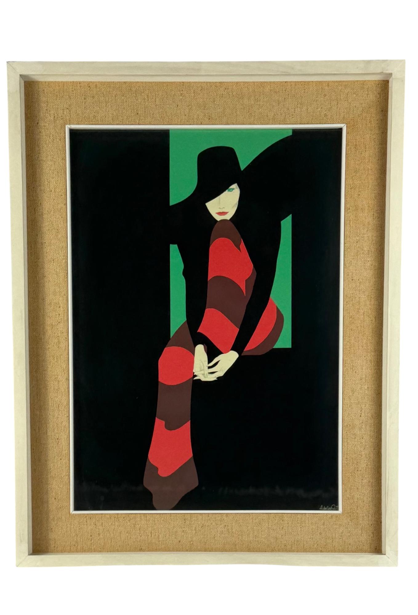 Post-Modern Hamlet Dalla Costa, original serigraph framed, Milan Italy 1980s For Sale