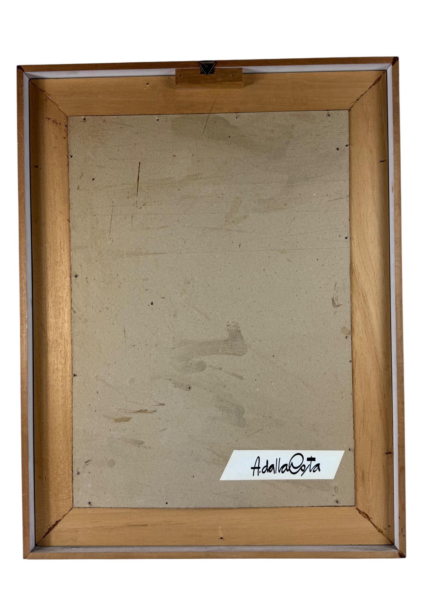 Late 20th Century Hamlet Dalla Costa, original serigraph framed, Milan Italy 1980s For Sale