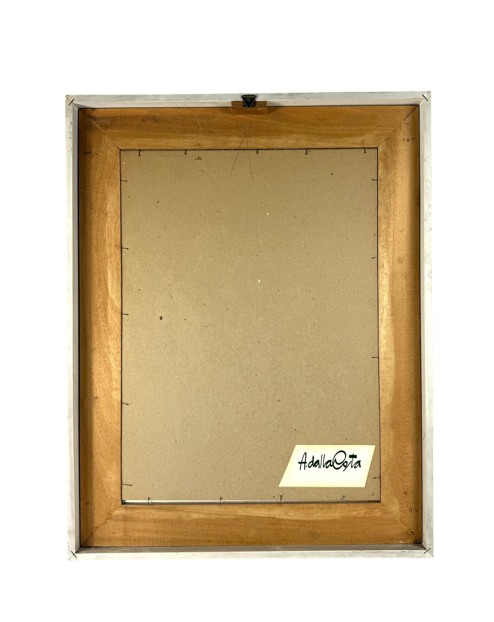 Amleto Dalla Costa, Original-Serigrafie gerahmt, Mailand Italien 1980er Jahre (Raffiabast) im Angebot