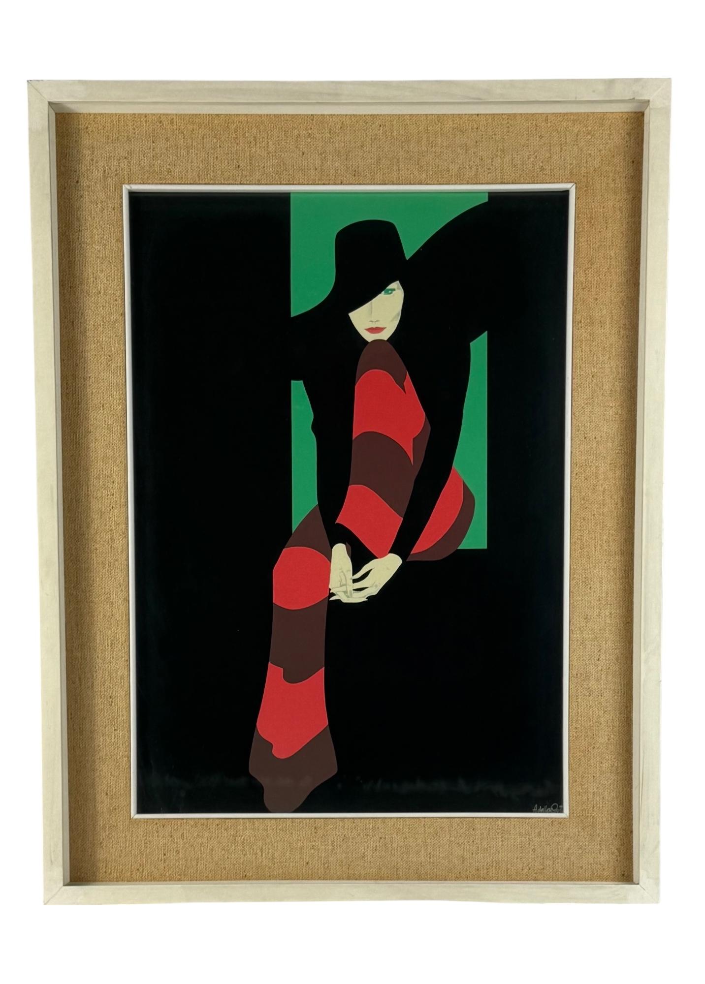 Raffia Hamlet Dalla Costa, original serigraph framed, Milan Italy 1980s For Sale