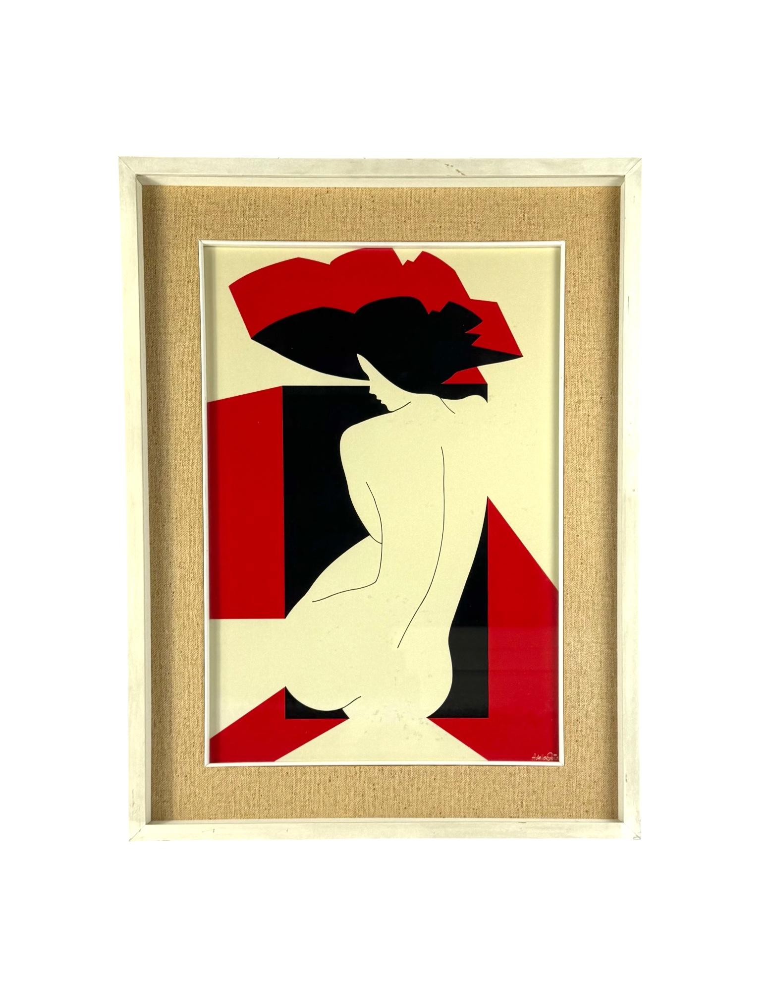 Hamlet Dalla Costa, original serigraph framed, Milan Italy 1980s For Sale 1