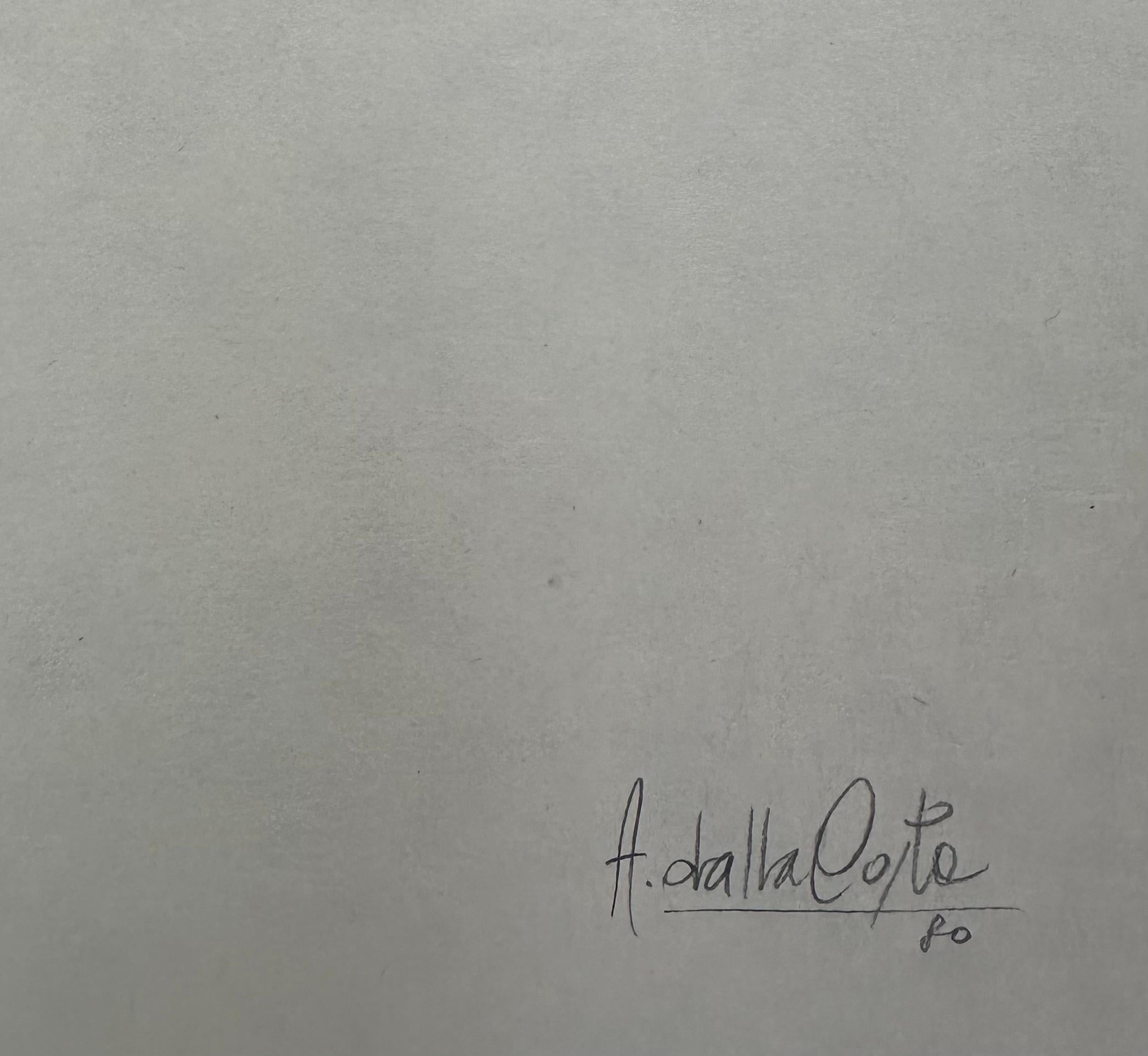 Amleto dalla Costa, Untitled, original pencil drawing, hand signed For Sale 1