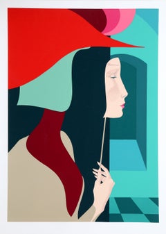 Femme au chapeau rouge d'Amleto Dalla Costa
