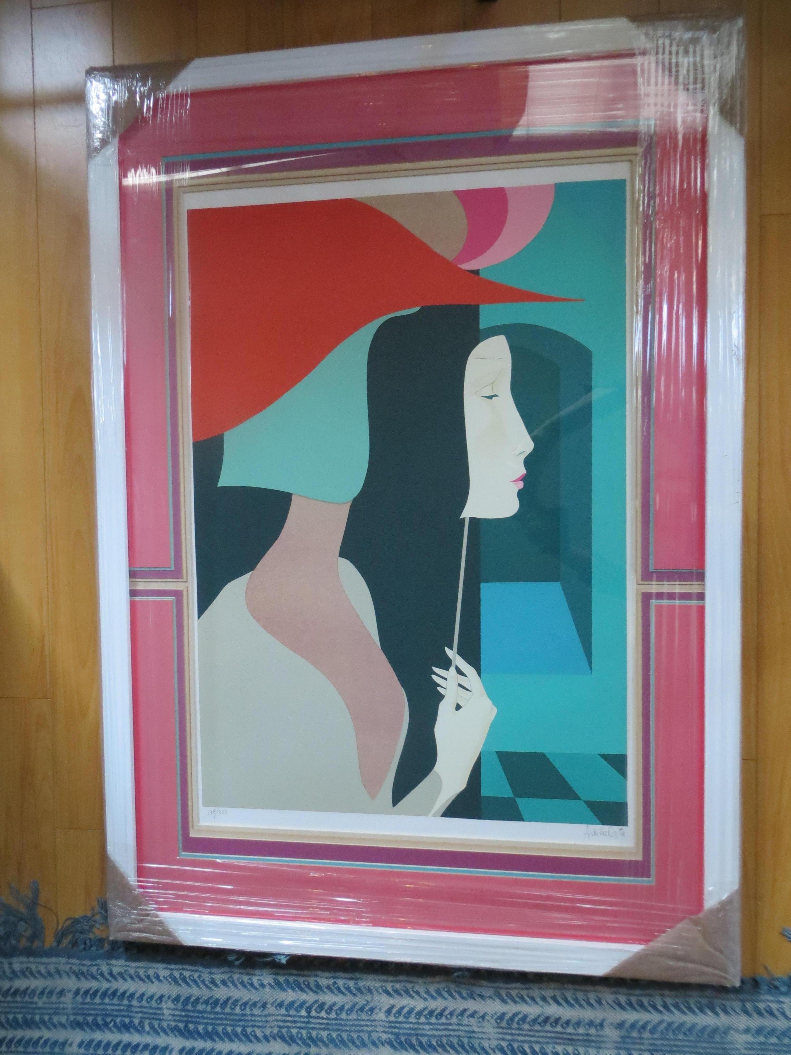 Woman in Red Hat Litho  By Amleto Dalla Costa  - Contemporary Print by Amleto dalla Costa