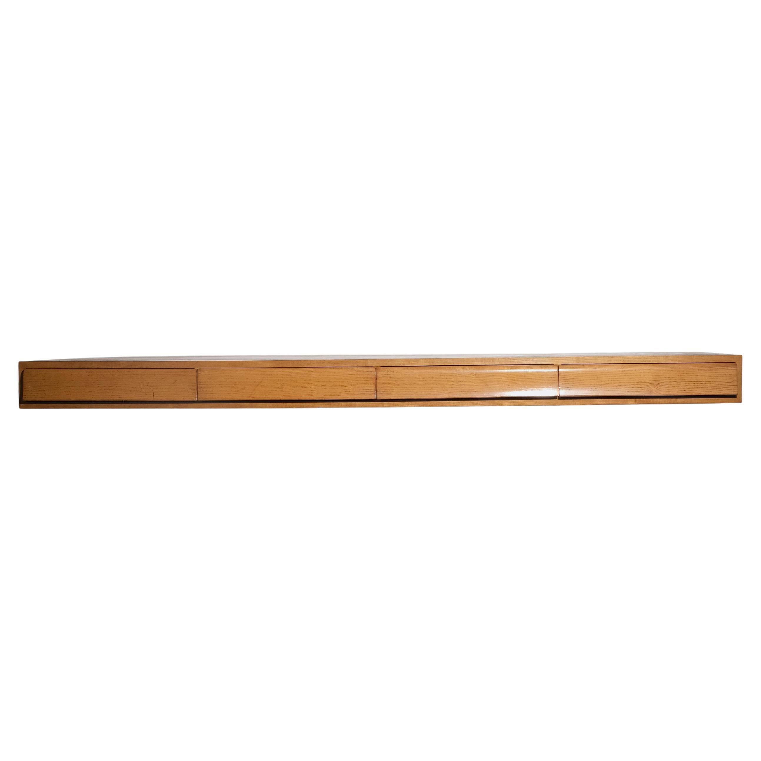 Amma Floating Wall Console, Maple Wood, Italian, Circa 1950s For Sale