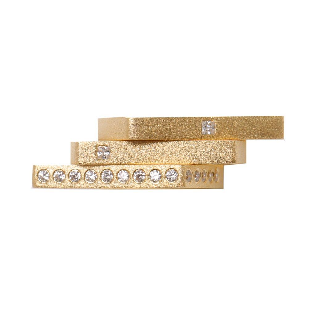 For Sale:  Ammanii 18k Gold Vermeil Stackable Ring Set of 3 with Clear Cubic Zirconia 3
