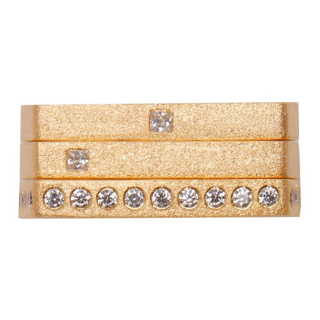 For Sale:  Ammanii 18k Gold Vermeil Stackable Ring Set of 3 with Clear Cubic Zirconia