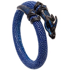 Ammanii Blue Stingray Bracelet with Pave Dragon Head