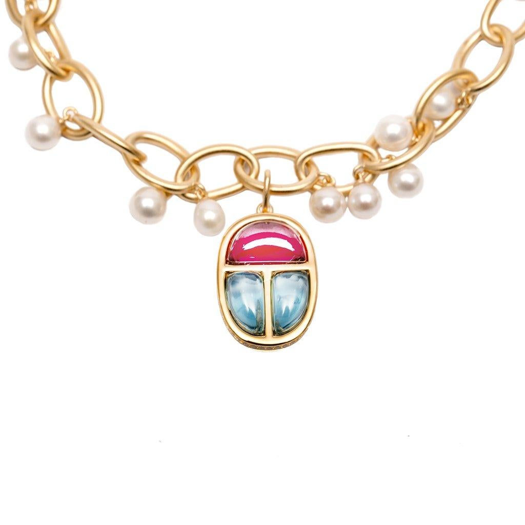 Part of our new Malikat -Queen’s Collection- Inspired by the powerful legacy of the ruling queens of ancient Egypt. The Scarab charm represents the symbol of immortality and resurrection; transformation and protection. The adjustable link bracelet