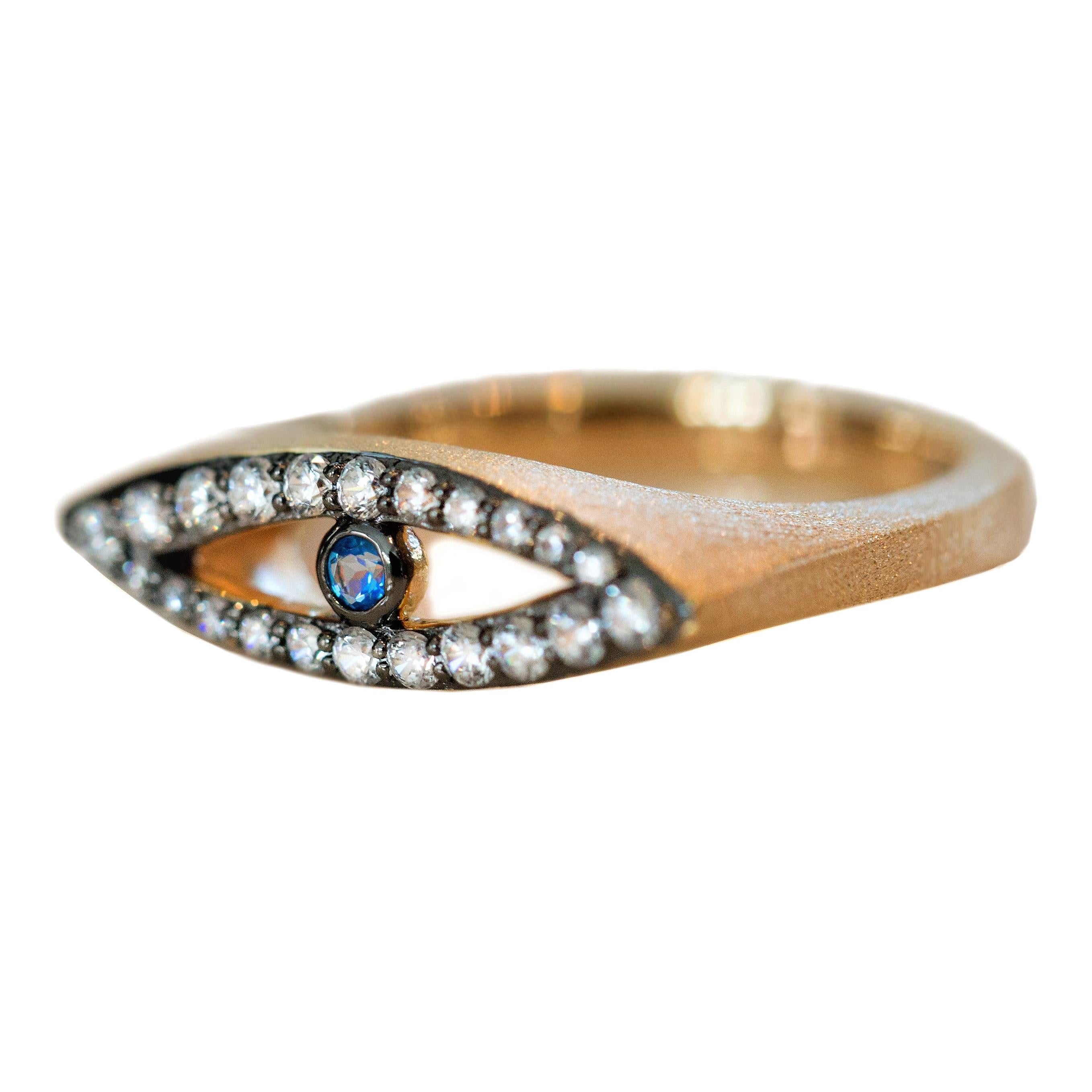 Ammanii Evil Eye Ring in Vermeil Gold For Sale