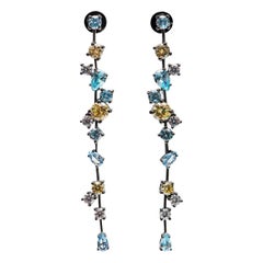 Ammanii Gemstones Pastel Colors Long Strand Earrings