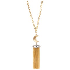 AMMANII Collier en or vermeil avec la lune et le mauvais œil