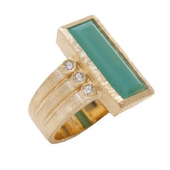 Ammanii Bague cocktail en or vermeil 18 carats avec chrysoprase verte et zircon
