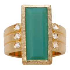 Anello Cocktail con Crisoprasio Verde e Zircone Ammanii in Vermeil Oro 18k