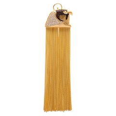 Ammanii Head of Horus Statement Earrings Vermeil Gold with Long Tassels