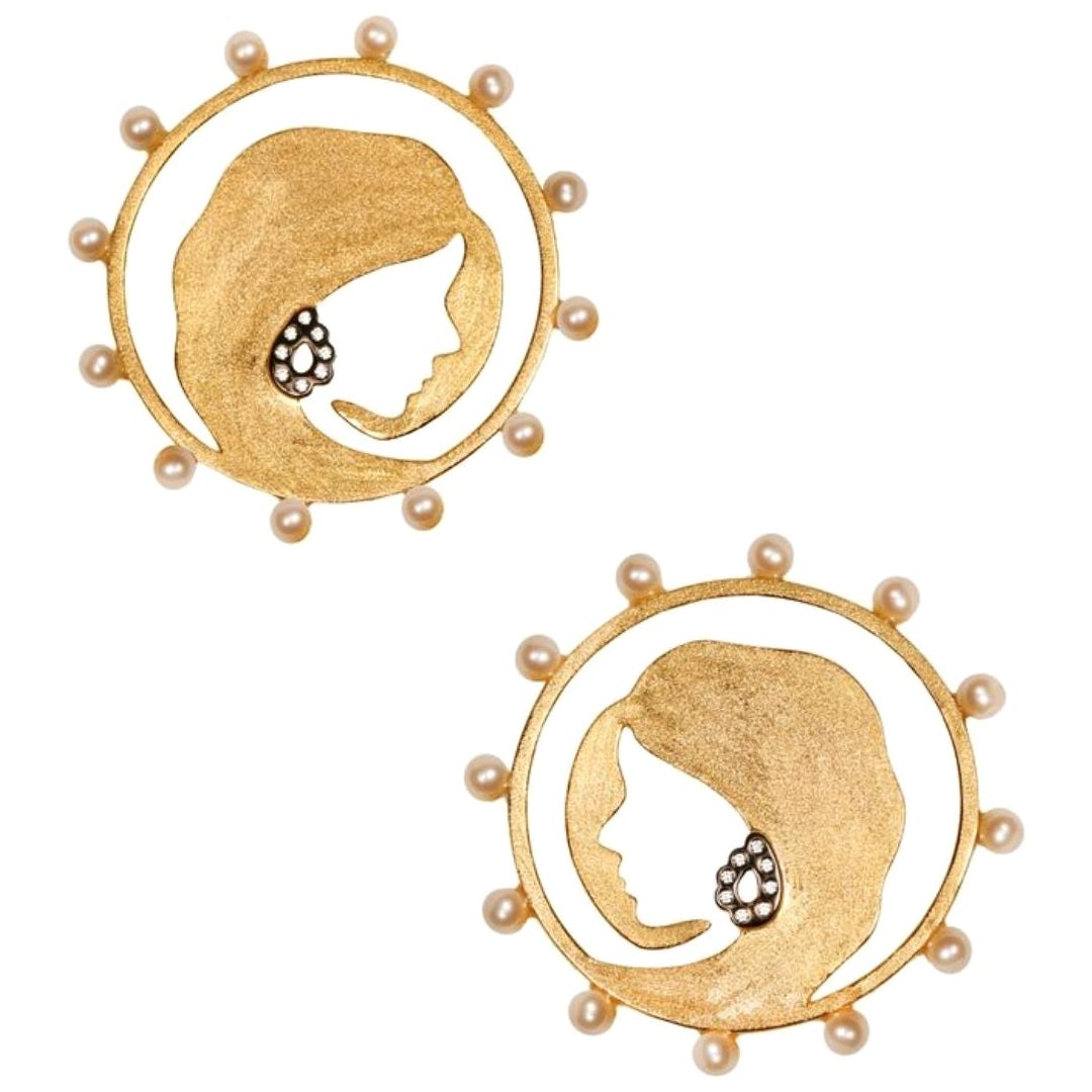 Pendientes de aro Ammanii con perlas de agua dulce en oro vermeil
