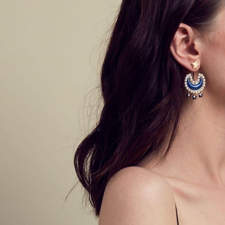 •MOON STACK• lapis lazuli + gold earrings