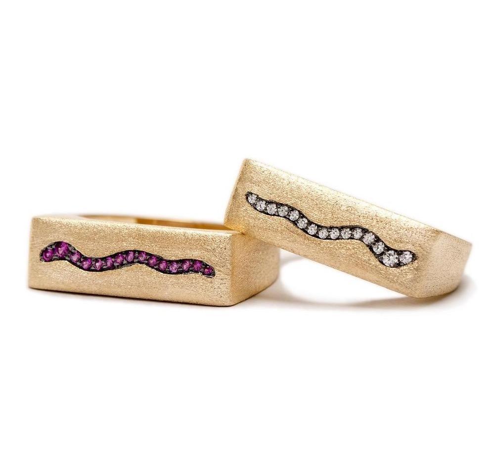 For Sale:  Ammanii Ruby Snake Ring in Vermeil Gold 3