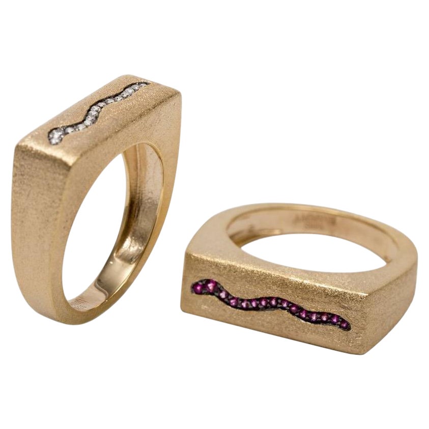 Anello Ammanii con rubino e serpente in oro vermeil