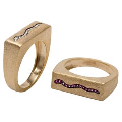 Anello Ammanii con rubino e serpente in oro vermeil