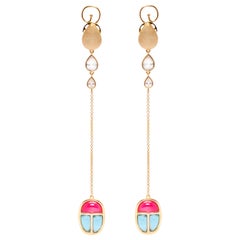 Ammanii Scarab Amulet Drop Vermeil Gold Earrings