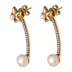 Ammanii Star Jacket Earrings with Pearls and Zircon in Vermeil Gold