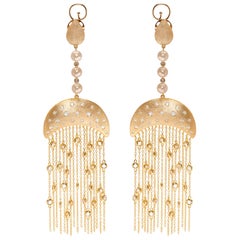 Ammanii Vermeil Gold Drop Earrings with Freshwater Pearls and Tassels