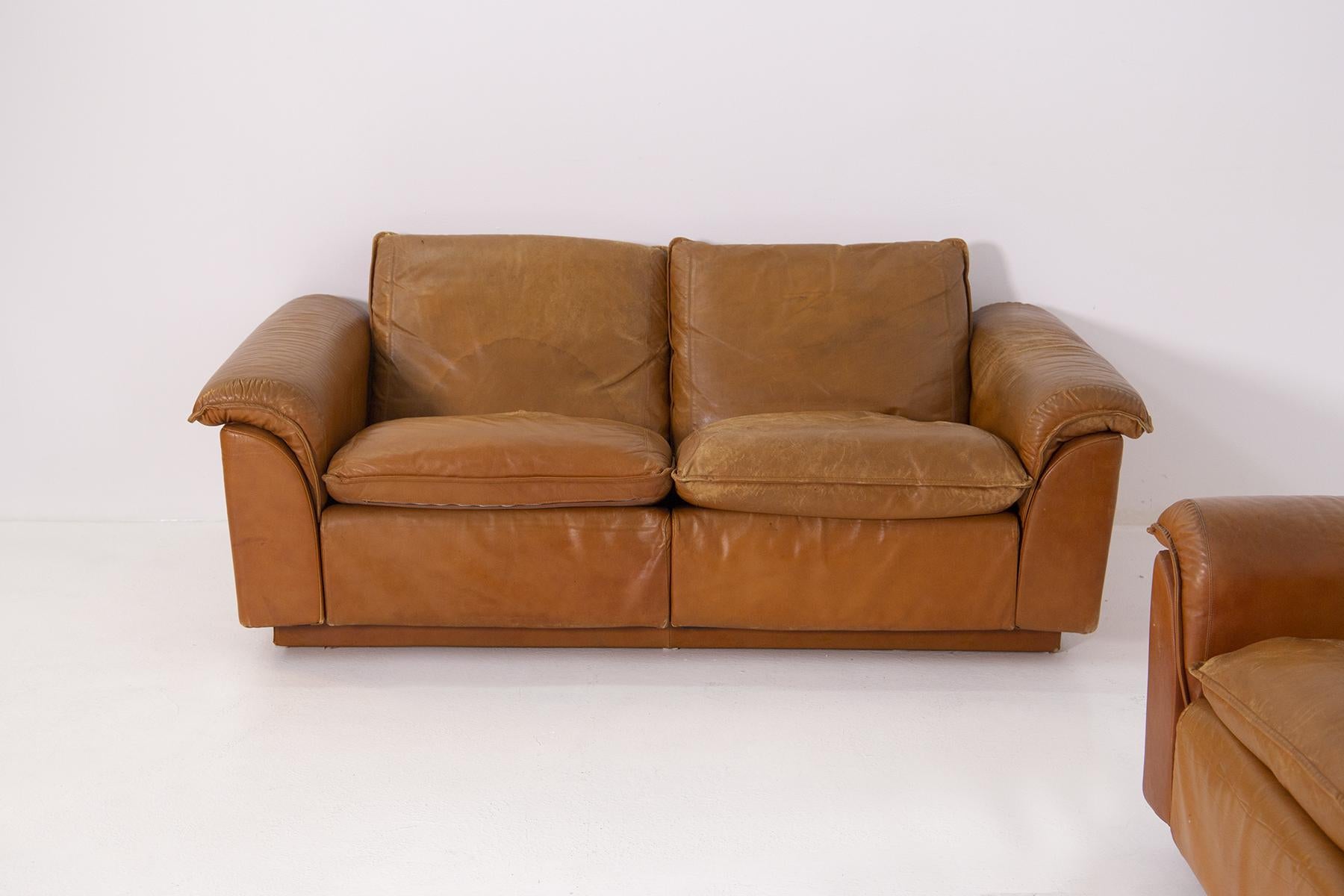 Ammannati & Vitelli 'Attr. Two Italian in Brown Leather Sofas 5