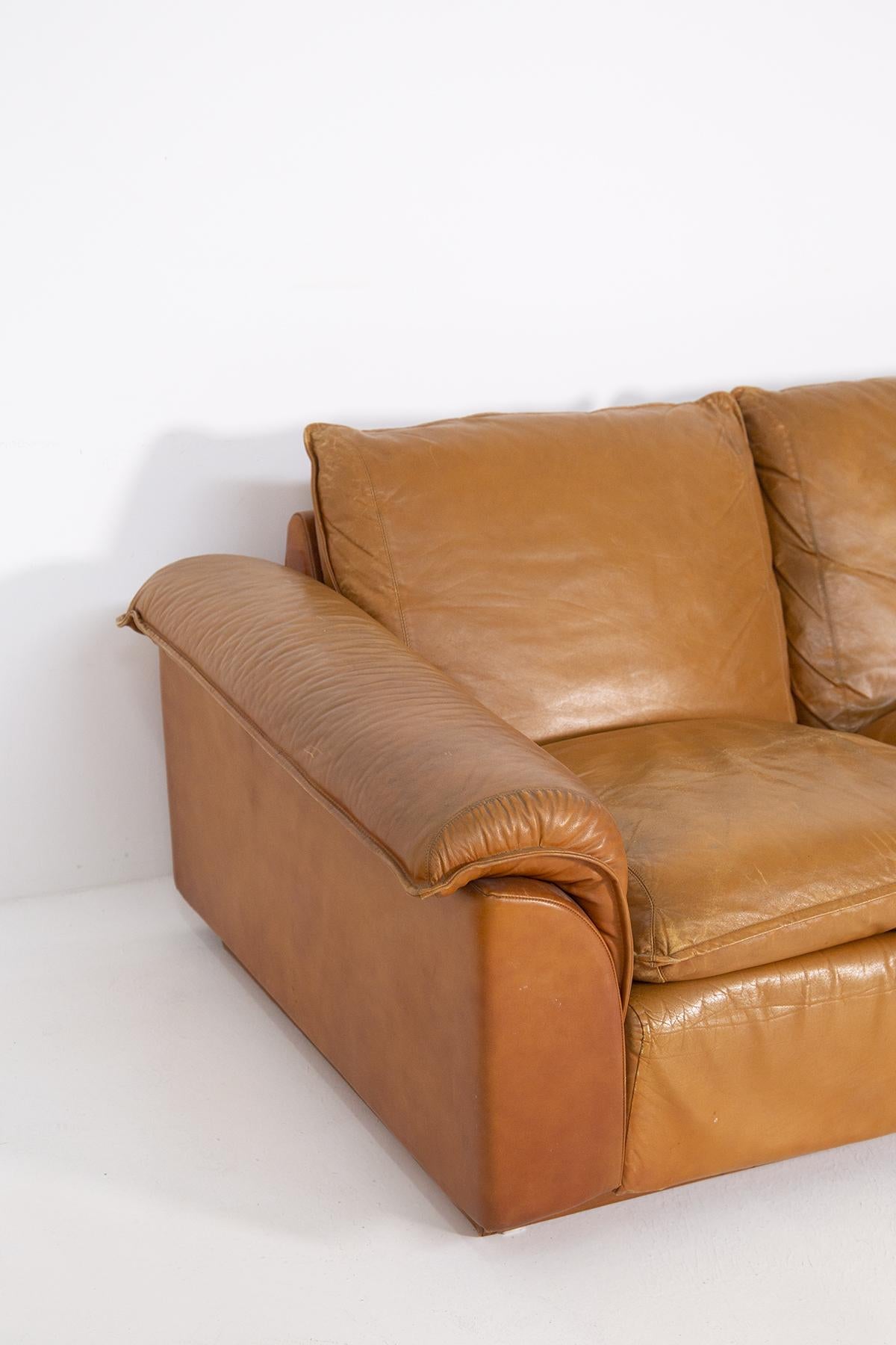 Ammannati & Vitelli 'Attr. Two Italian in Brown Leather Sofas 7