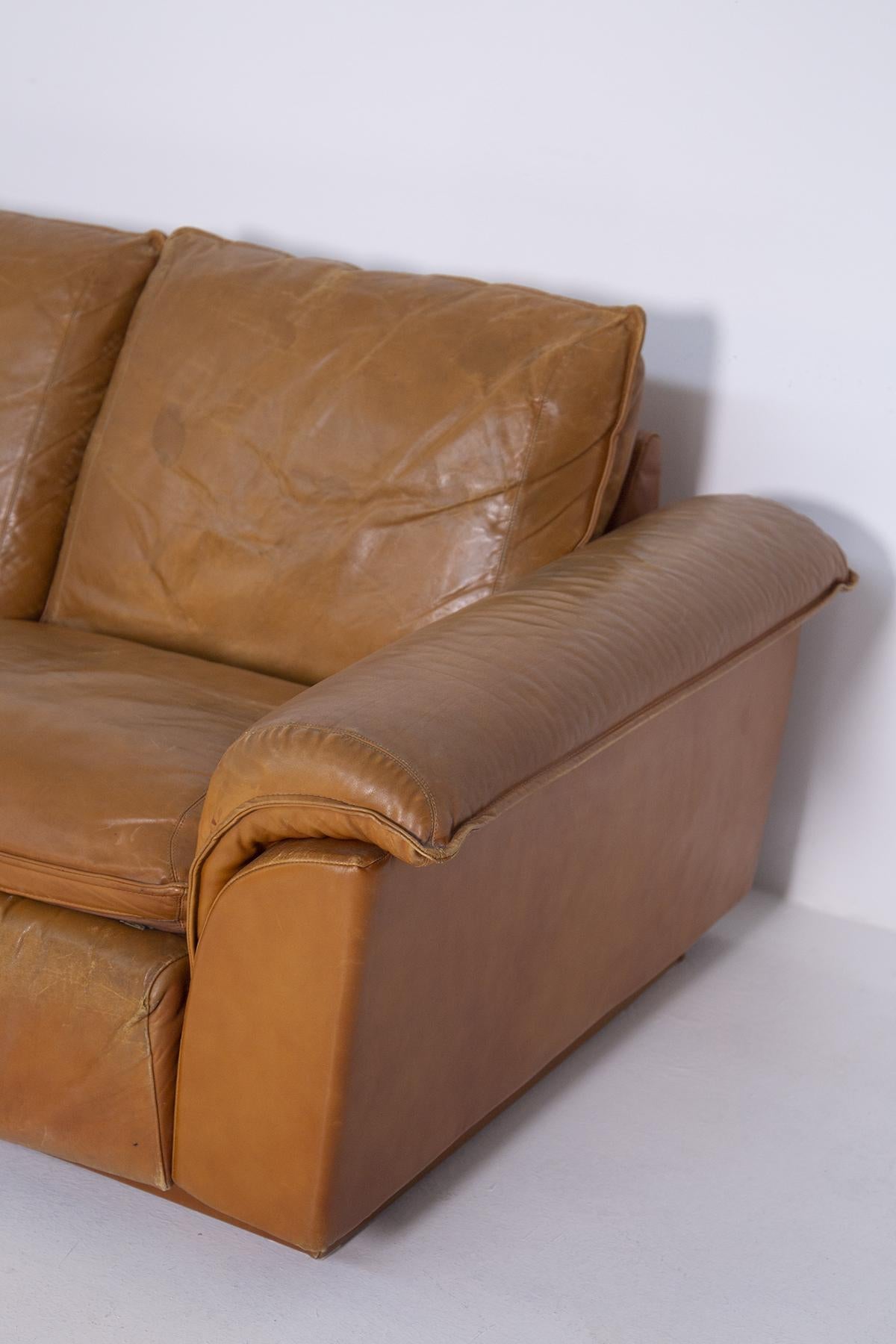 Mid-Century Modern Ammannati & Vitelli 'Attr. Two Italian in Brown Leather Sofas