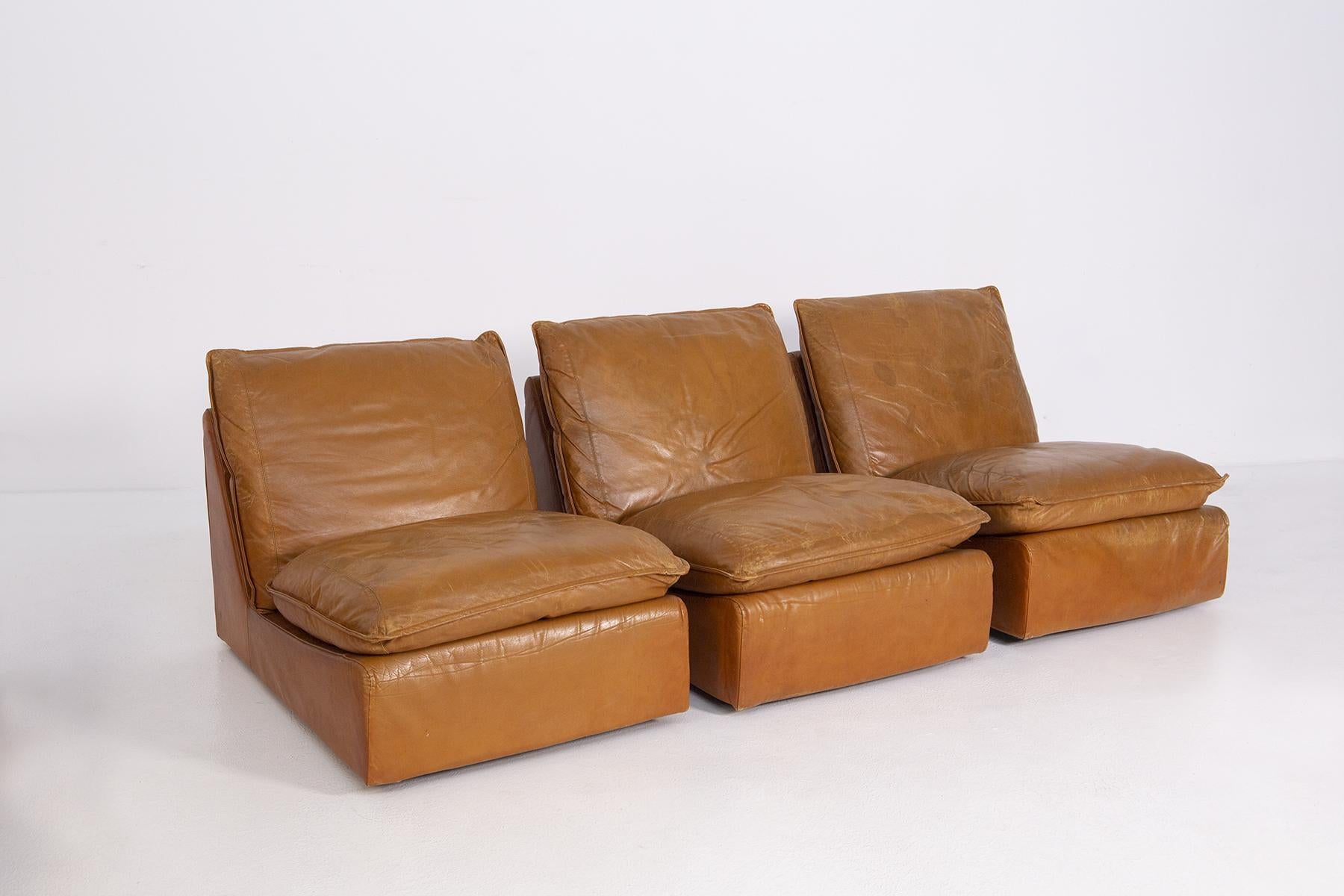 Ammannati & Vitelli 'Attr. Two Italian in Brown Leather Sofas 4