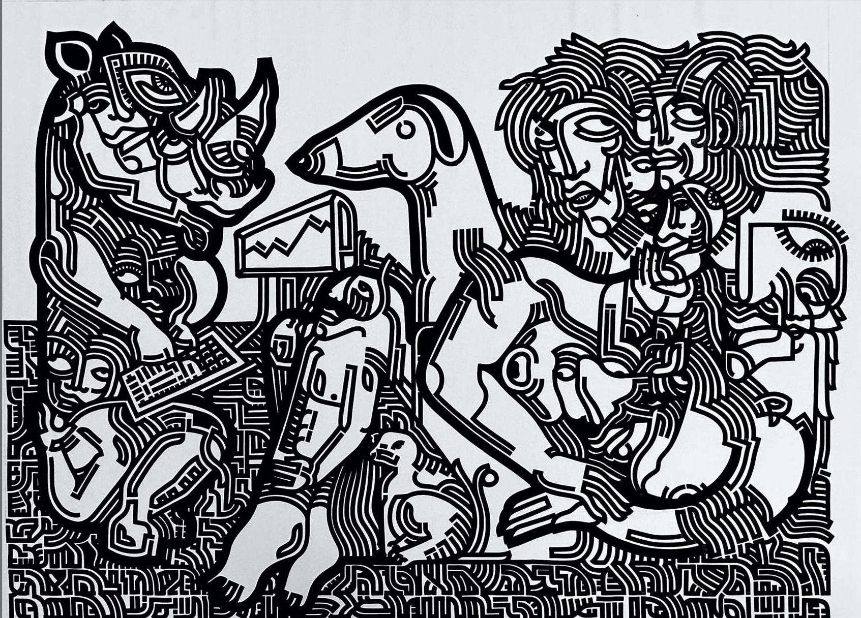 Ammar Hammoud Abstract Painting - Zoo Escape