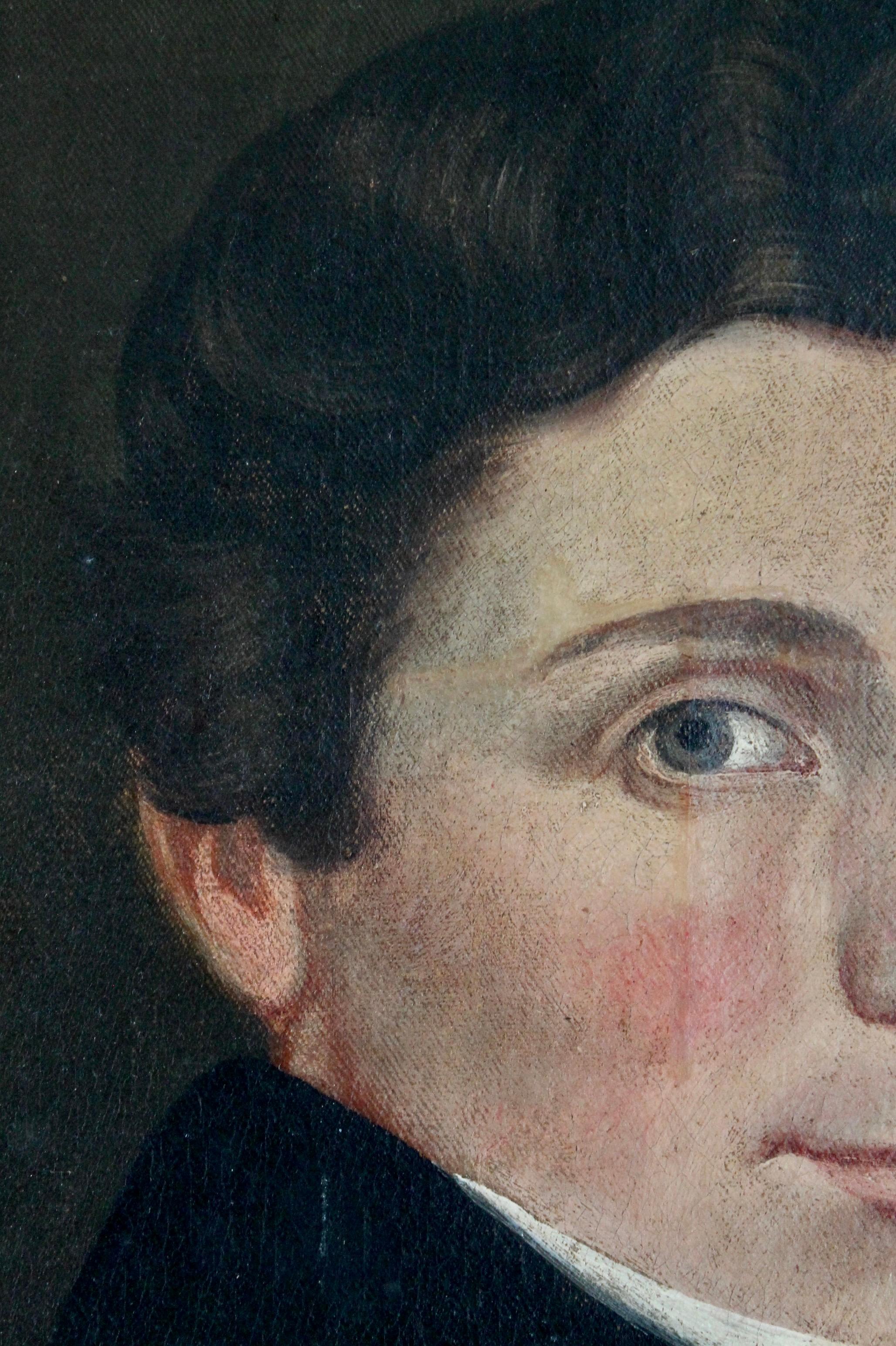 Jonas Welch Holman „Porträt eines jungen Mannes, der mit einer Quill schreibt“ im Angebot 4
