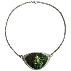 Ammolite and Diamond 18 Karat Gold Heirloom Quality Designer Pendant Necklace